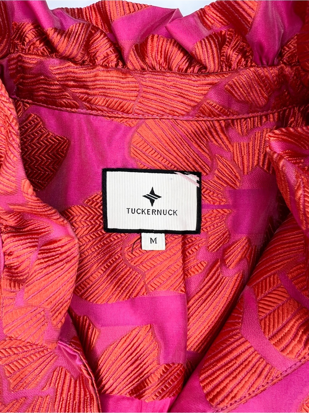 Tuckernuck Red Fil Coupe Palmerston Dress Floral Ruffle size Medium - Picture 5 of 7